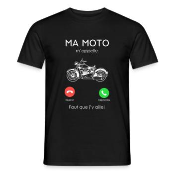 motomappelle blanc 3 - T-shirt homme - noir - Devant - AI Model Male 178 light (178cm)