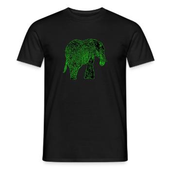 Elefant grün schwarz, Abstrakt, verrückt - Männer T-Shirt - Schwarz - Vorne - AI Model Male 178 light (178cm)