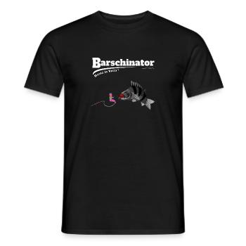Barschinator - Perch Fishing - Fishyworm - Men's T-Shirt - black - Front - AI Model Male 178 light (178cm)