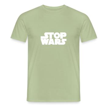 STOP WARS - Men's T-Shirt - sage - Front - AI Model Male 178 light (178cm)