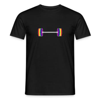 barbellandweightspridewhitestrokes - Men's T-Shirt - black - Front - AI Model Male 178 light (178cm)