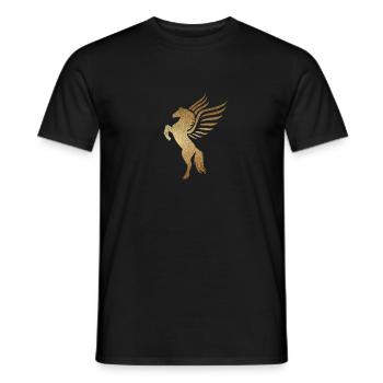Goldenes Pferdemotiv mit Flügeln - Horse - Männer T-Shirt - Schwarz - Vorne - AI Model Male 178 light (178cm)