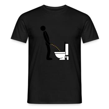 WC logo im stehen pinkeln pissen klo toilette erle - Männer T-Shirt - Schwarz - Vorne - AI Model Male 178 light (178cm)