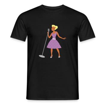 Singer flat design with microphone - Men's T-Shirt - black - Front - AI Model Male 178 light (178cm)