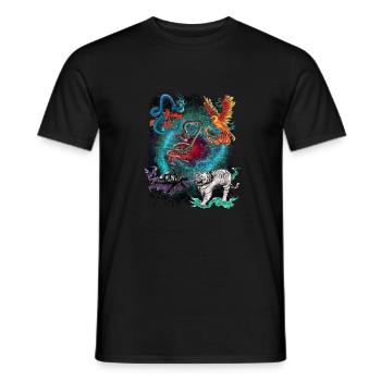 5 sacred animals - Men's T-Shirt - black - Front - AI Model Male 178 light (178cm)