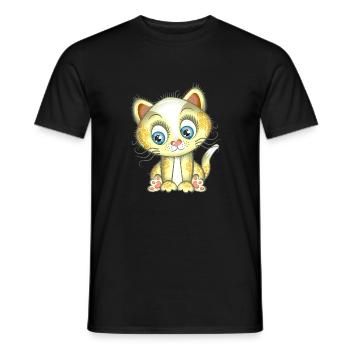 Baby Yellow Kitty Cat Cartoon - Men's T-Shirt - black - Front - AI Model Male 178 light (178cm)