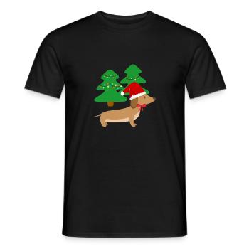 Funny Cute Christmas Dachshund Christmas Gesch - Men's T-Shirt - black - Front - AI Model Male 178 light (178cm)