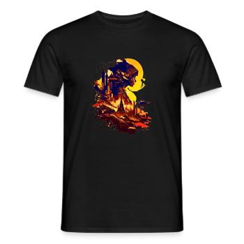 Science-fiction sur une planète extraterrestre dans l’espace - T-shirt homme - noir - Devant - AI Model Male 178 light (178cm)