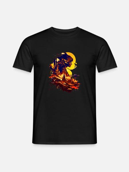 Science-fiction sur une planète extraterrestre dans l’espace - T-shirt homme - noir