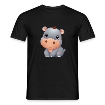 cute baby Hippo - Men's T-Shirt - black - Front - AI Model Male 178 light (178cm)