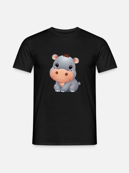 mignon bébé Hippo - T-shirt homme - noir
