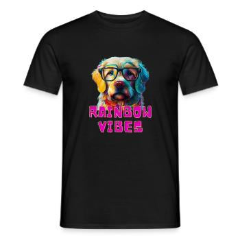 Lovers Dogs, Funny dogs art, dogs lover, Rainbow - Männer T-Shirt - Schwarz - Vorne - AI Model Male 178 light (178cm)