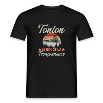 Tonton le roi de la tronçonneuse cadeau bûcheron - T-shirt homme - noir - Devant - AI Model Male 178 light (178cm)