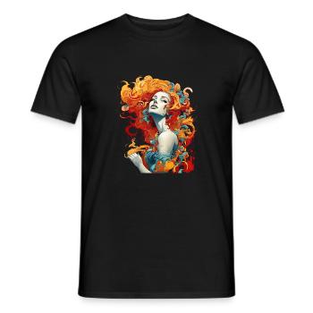 Schöne weibliche Malkunst Gesicht bunte Frau - Männer T-Shirt - Schwarz - Vorne - AI Model Male 178 light (178cm)