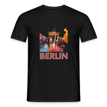 Berlin Porte de Brandebourg Pop Art - T-shirt homme - noir - Devant - AI Model Male 178 light (178cm)