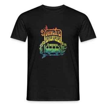 Vanlife - rainbow colour flowers - Men's T-Shirt - black - Front - AI Model Male 178 light (178cm)