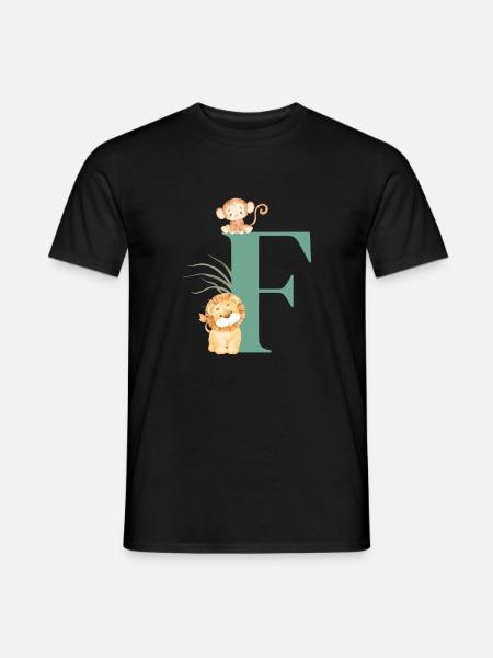 Letter f green jungle animals - Men's T-Shirt - black