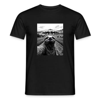 Faultier Selfie mit Alien UFO Lustiges Faultier - Männer T-Shirt - Schwarz - Vorne - AI Model Male 178 light (178cm)