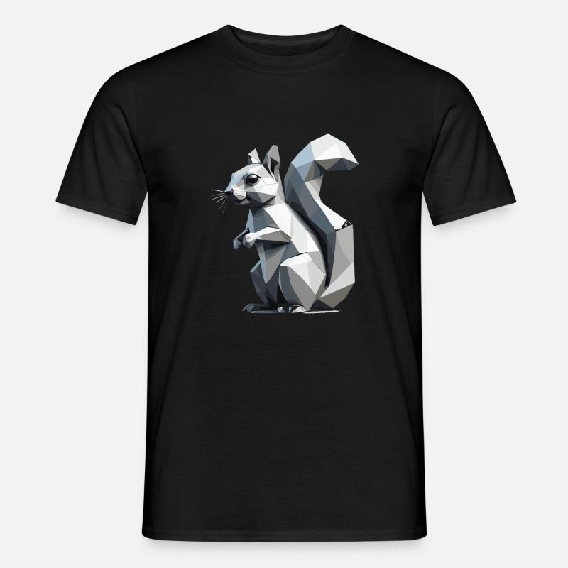 Écureuil - Mignon design de polygone bas - T-shirt homme - noir