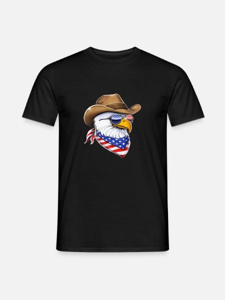 American Bald Eagle Cowboy - Men's T-Shirt - black