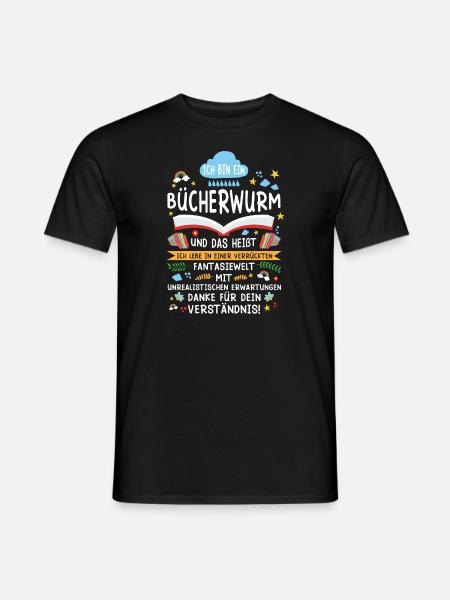 Bücher Bücherwurm Lesen Leser Geschenk - Männer T-Shirt - Schwarz