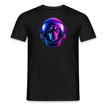 Dackel-Astronaut Hund Geschenk Wiener Dog - Männer T-Shirt - Schwarz - Vorne - AI Model Male 178 light (178cm)
