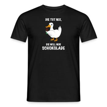 Ente mit Schokolade Spruch - Männer T-Shirt - Schwarz - Vorne - AI Model Male 178 light (178cm)