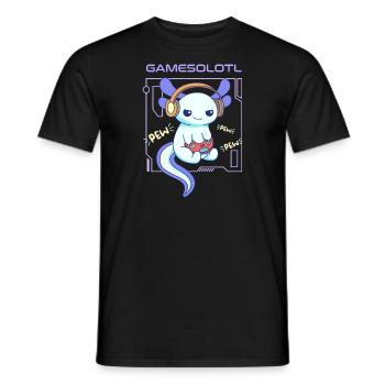 Gamesolotl Word Pun Design für Axolotl-Liebhaber - Männer T-Shirt - Schwarz - Vorne - AI Model Male 178 light (178cm)