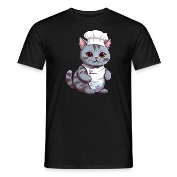 Chat Siamois Mignon Chef Comic Design - T-shirt homme - noir - Devant - AI Model Male 178 light (178cm)