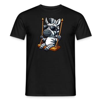Süßes Zebra Schaukel Spielplatz Cartoon - Männer T-Shirt - Schwarz - Vorne - AI Model Male 178 light (178cm)