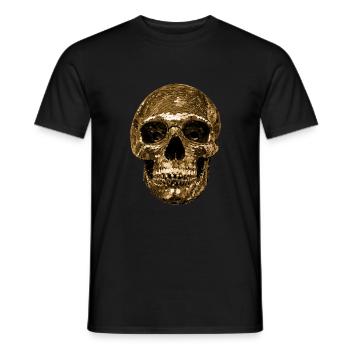 Tête de mort, métallique, paillettes, rivets, or - T-shirt homme - noir - Devant - AI Model Male 178 light (178cm)