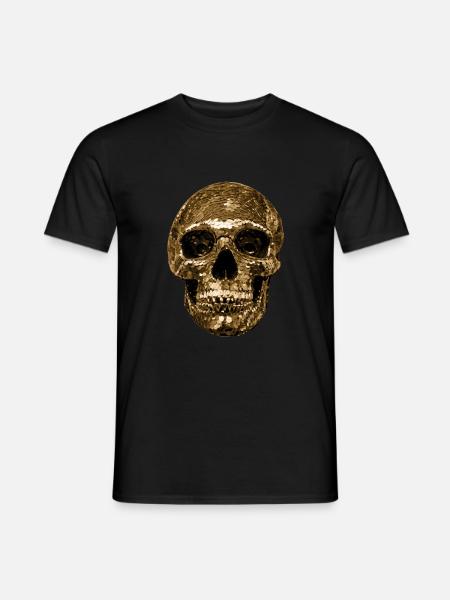 Skull,metallic,sequins,rivets,gold - Men's T-Shirt - black