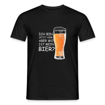 Ich bin jetzt hier, aber wo ist mein Bier? - Männer T-Shirt - Schwarz - Vorne - AI Model Male 178 light (178cm)