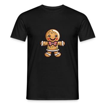 Gingerbread Man Biscuit Christmas Baking - Men's T-Shirt - black - Front - AI Model Male 178 light (178cm)
