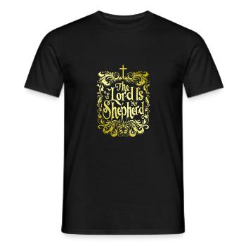 Bibelvers Der Herr Ist Mein Hirte Jesus Psalm 23 - Männer T-Shirt - Schwarz - Vorne - AI Model Male 178 light (178cm)