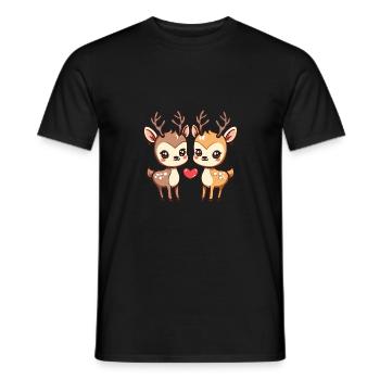 Hirsch Paar Liebe Valentinstag - Männer T-Shirt - Schwarz - Vorne - AI Model Male 178 light (178cm)