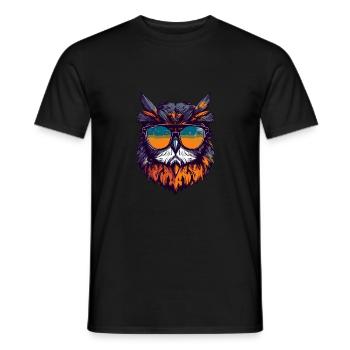 Portrait de tête de hibou Cool - T-shirt homme - noir - Devant - AI Model Male 178 light (178cm)