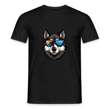 Husky Chien Tête Portrait Cool - T-shirt homme - noir - Devant - AI Model Male 178 light (178cm)