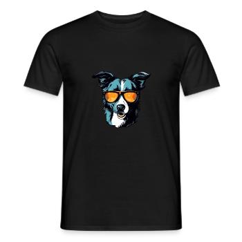 Border Collie Dog Head Portrait Cool - Men's T-Shirt - black - Front - AI Model Male 178 light (178cm)