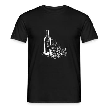 Wine Glass Grapes Wine - Men's T-Shirt - black - Front - AI Model Male 178 light (178cm)