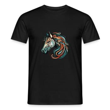 Pferd Porträt - Männer T-Shirt - Schwarz - Vorne - AI Model Male 178 light (178cm)