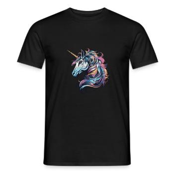 Einhorn Porträt - Männer T-Shirt - Schwarz - Vorne - AI Model Male 178 light (178cm)