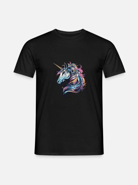Einhorn Porträt - Männer T-Shirt - Schwarz