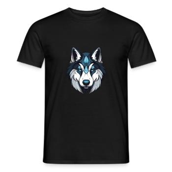 Portrait de chien husky - T-shirt homme - noir - Devant - AI Model Male 178 light (178cm)