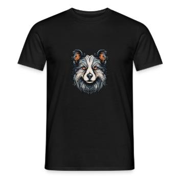 Border Collie Chien Portrait - T-shirt homme - noir - Devant - AI Model Male 178 light (178cm)