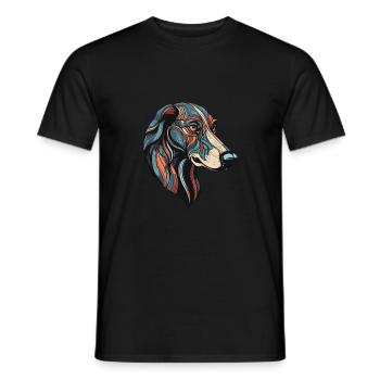Portrait de chien lévrier - T-shirt homme - noir - Devant - AI Model Male 178 light (178cm)