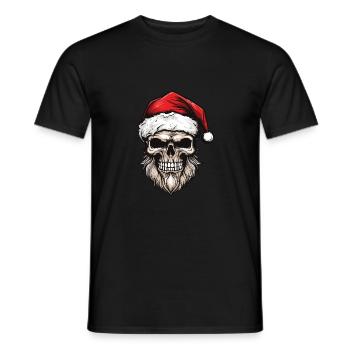 Santa Claus Skull - Men's T-Shirt - black - Front - AI Model Male 178 light (178cm)