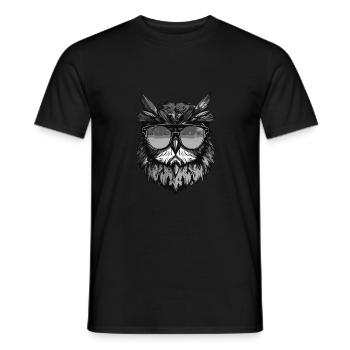 Owl Head Portrait Cool - Men's T-Shirt - black - Front - AI Model Male 178 light (178cm)