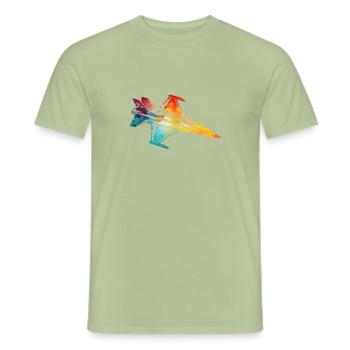 avion de chasse - T-shirt homme - vert sauge - Devant - AI Model Male 178 light (178cm)