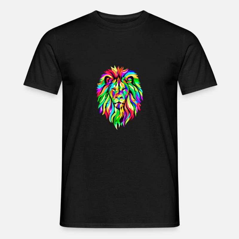 Regenbogen Löwe - Männer T-Shirt - Schwarz